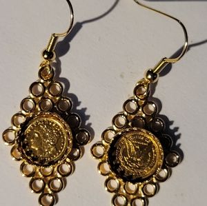 24k Gold Plate, Custom Drop Earrings, One-of-a-kind, you choice setting